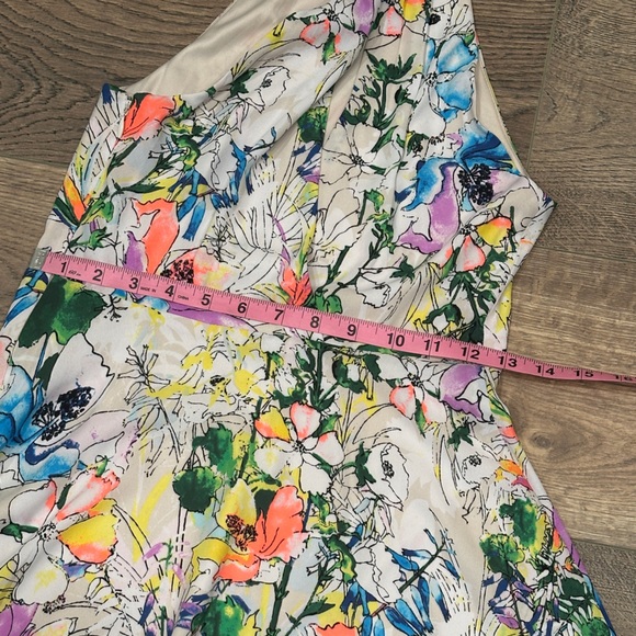 EXPRESS Womens Size 2 Watercolor Floral Fit Flare  Dress Y2K Party Going Out - Picture 13 of 15